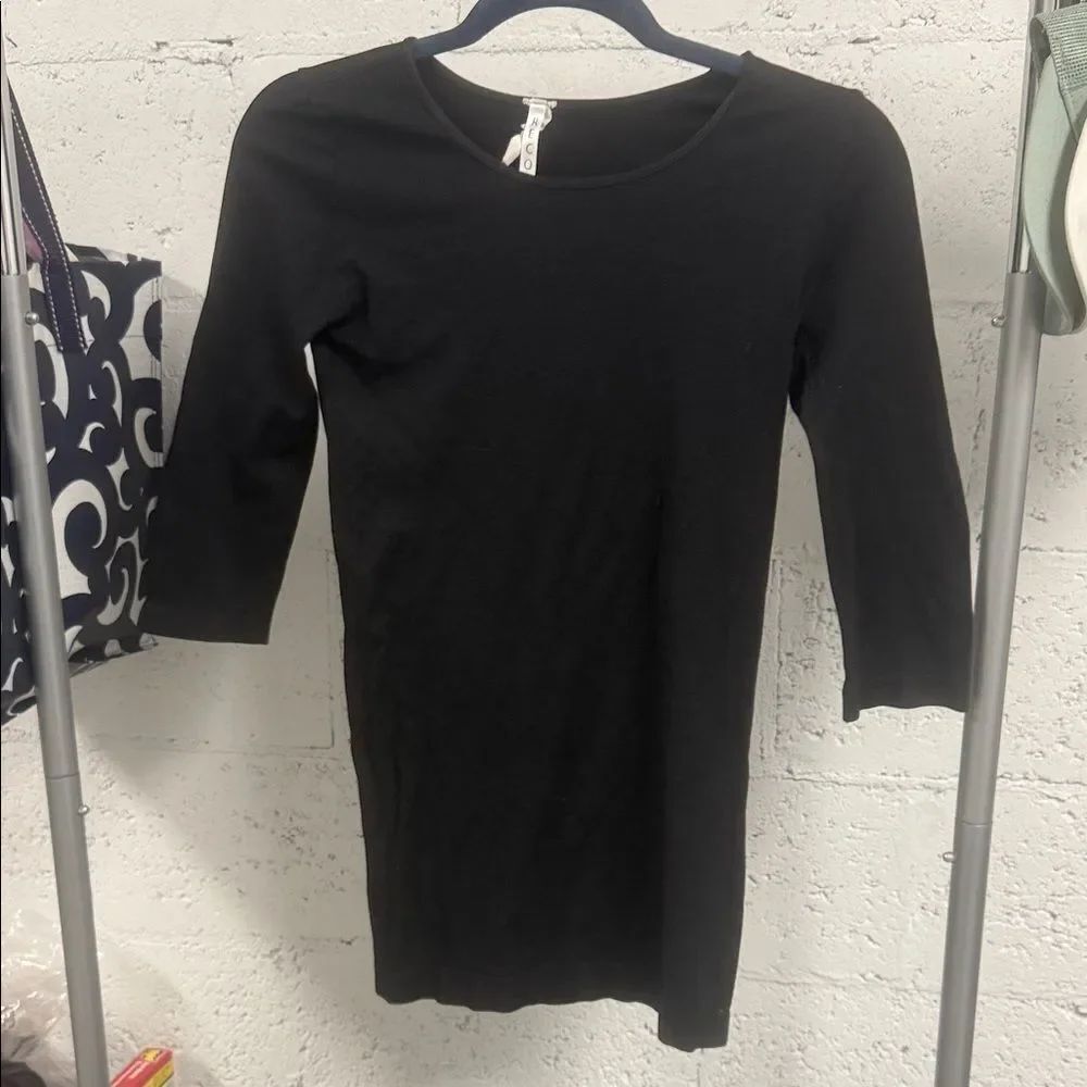 Black 3/4 Sleeve Dress Stretch Soft Material One Size - RECOVERY Dress